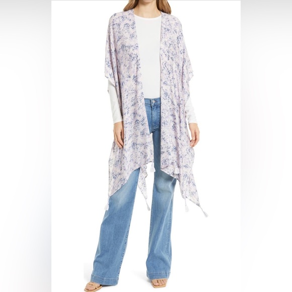 Nordstrom Printed Ruana/ Kimono in Purple Hint Waverly - Picture 2 of 7